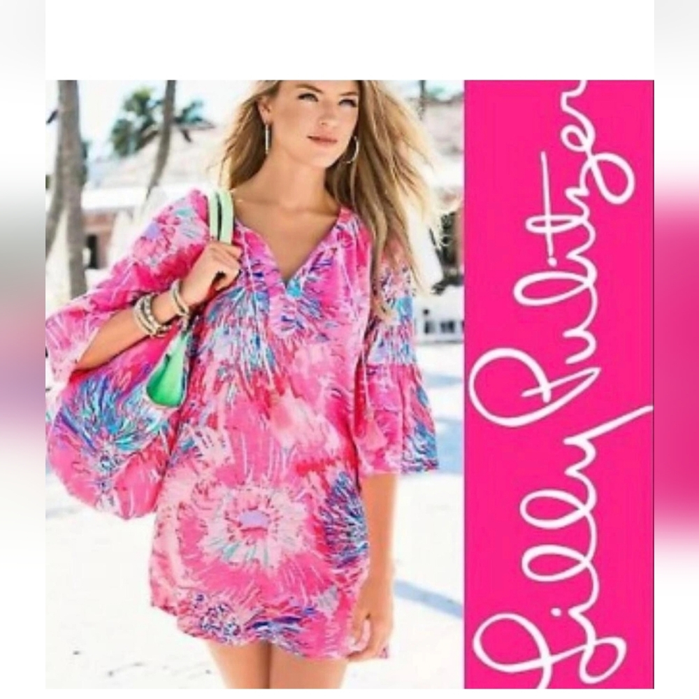 Lilly Pulitzer De Lago Tunic Never Betta Pink Cotton Blend Dress XS New w Tags